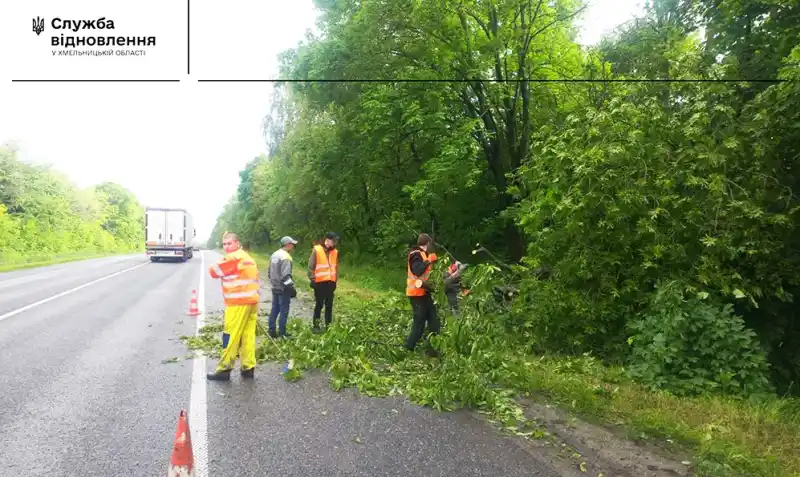 Після буревію: на Хмельниччині очистили автошляхи від повалених дерев