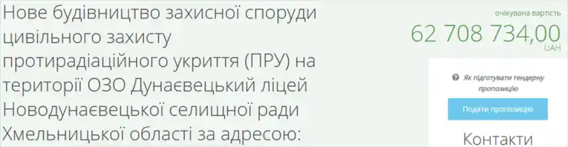 Європейське фінансування: у Дунаївцях збудують сучасне протирадіаційне укриття за понад 62 мільйони
